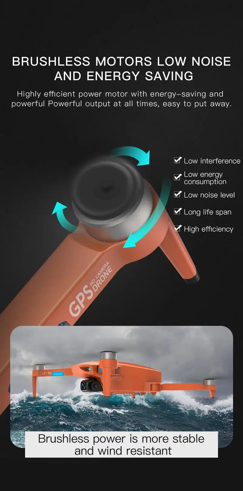 L700 PRO Brushless Gps Drone, brushless motors low noise and energy saving highly efficient power motor