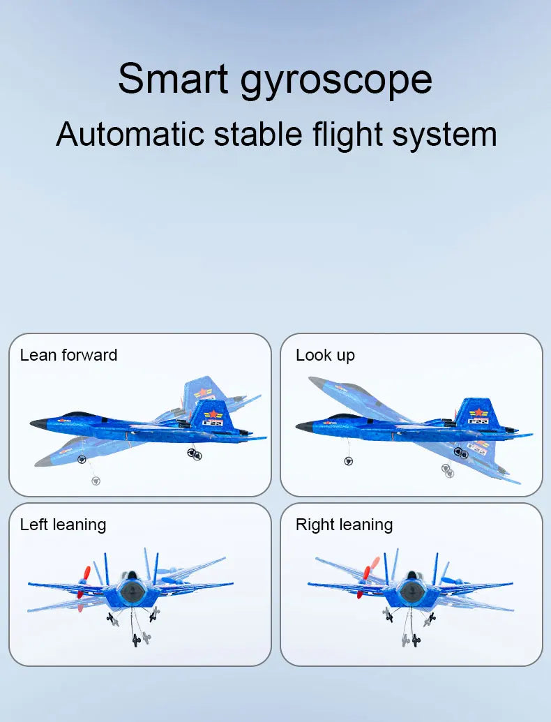 F22 Rc Plane, Smart gyroscope Automatic stable flight system Lean forward Look up Left lean