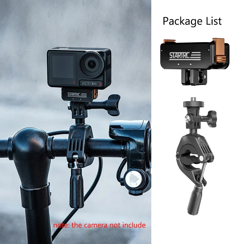 STARTRC magnetic adapter for DJI Osmo Action 4/3 and GoPro, featuring 1/4" ports and quick-mount bracket for easy attachment.
