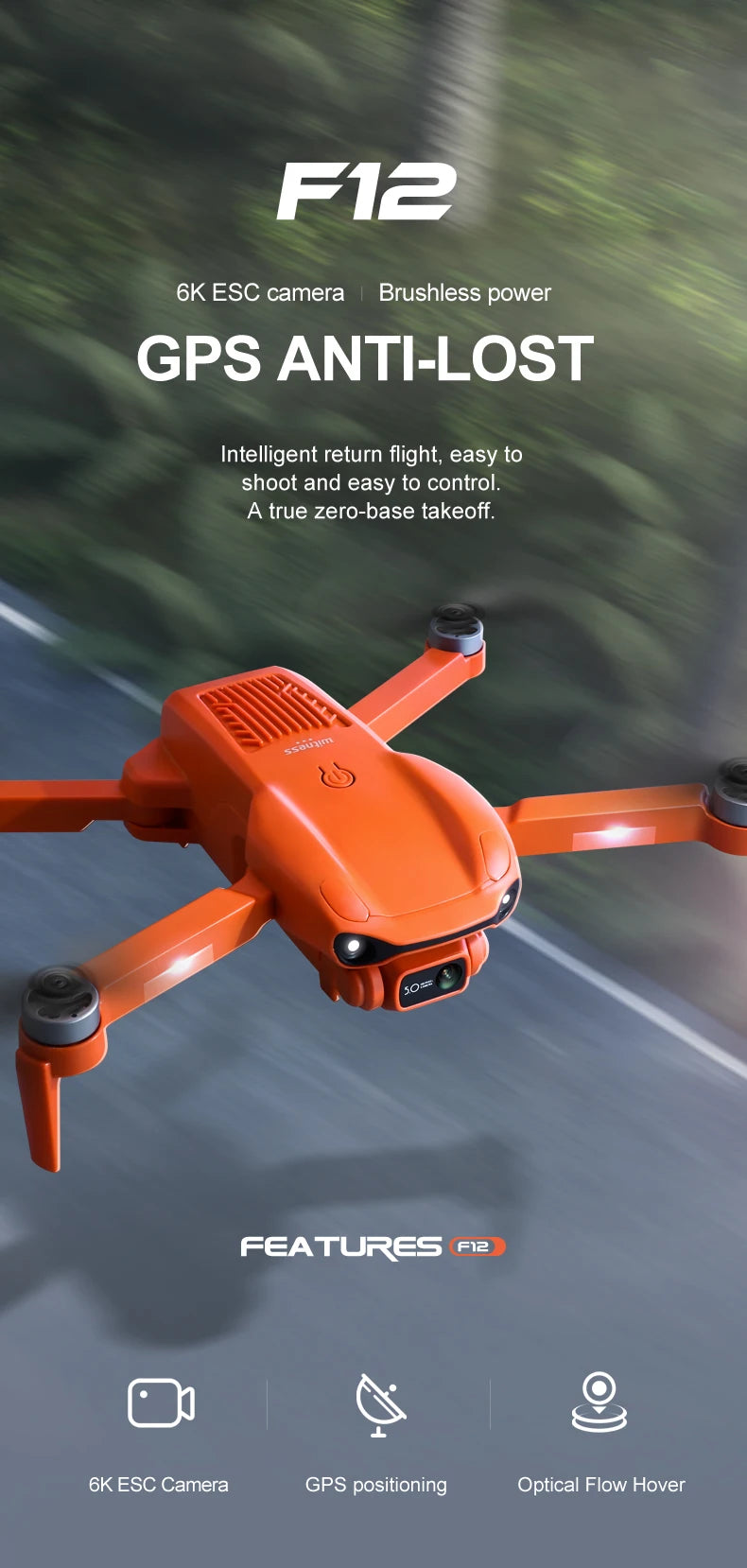F12 GPS Drone, F1Z 6K ESC camera Brushless power GPS ANTI-LOST Intelligent