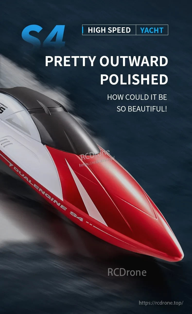 S4 RC Boat, S4 High Speed Yacht, Pretty Outward Polished, Dual Engine, Beautiful Design