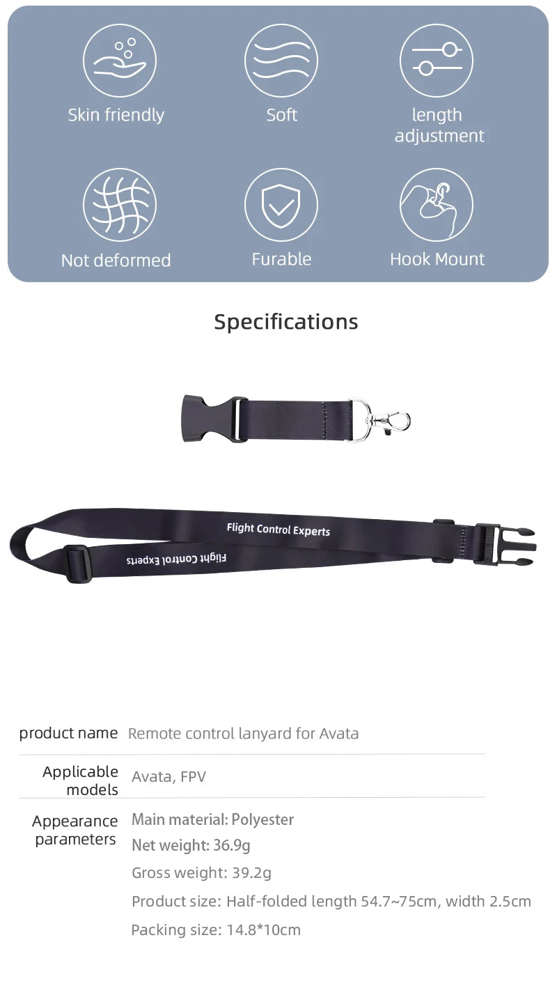Lanyard Neck Strap for DJI Avata, Avata, FPV models Appearance Main material: polyester parameters Net weight