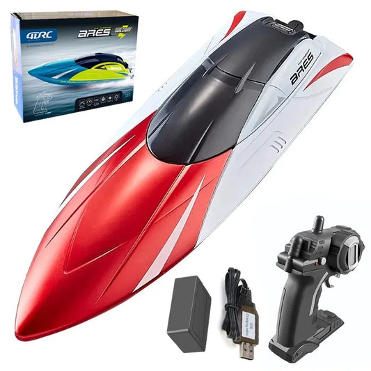 S4 RC Boat 15KM/H High-Speed, Double Rudder Motor, Waterproof ABS, 2.4G 100m Range, 3.7V 800mAh, USB Charging, LED