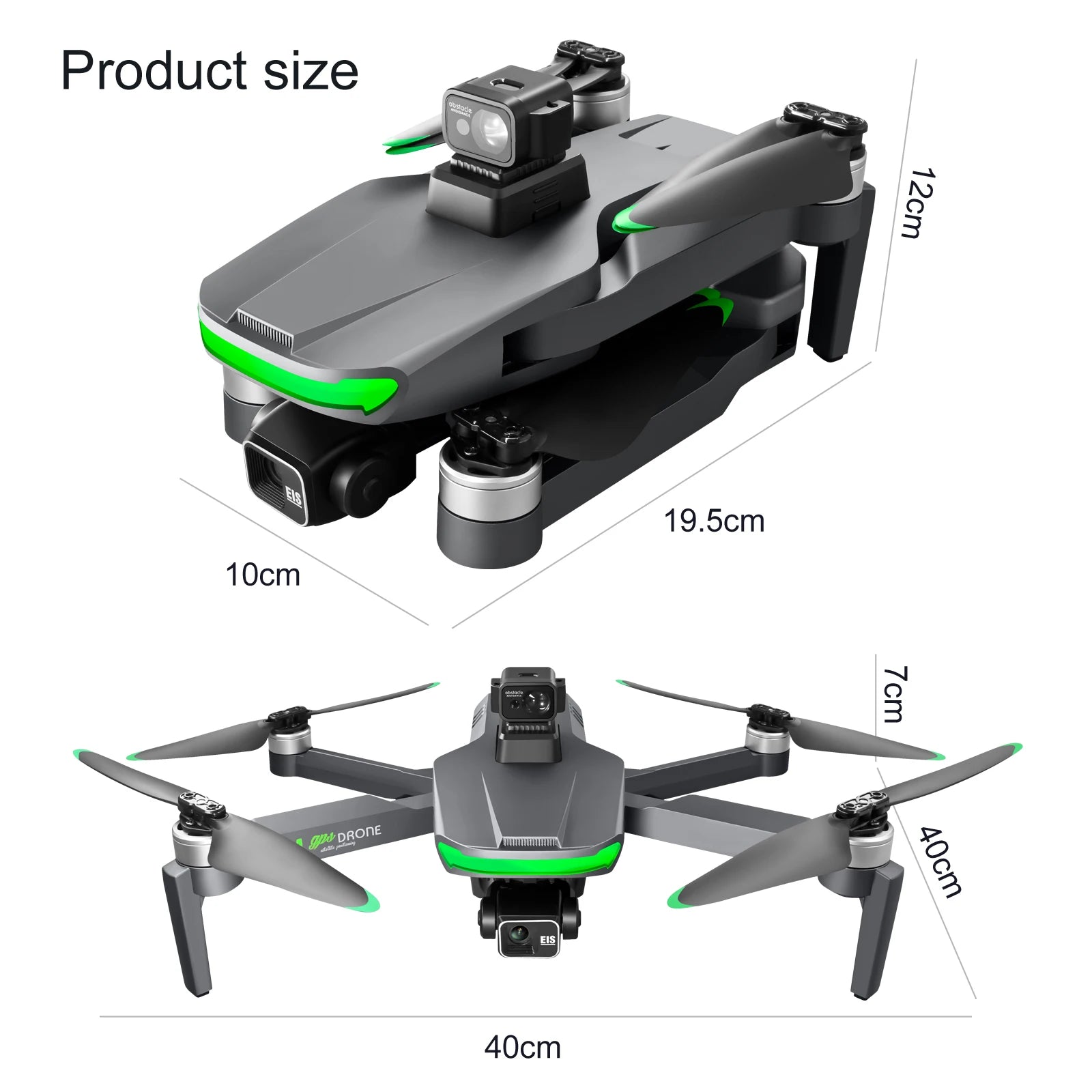 S155 Drone, Product size Fl' 19.5cm 1Ocm obslach 3 EIS 4