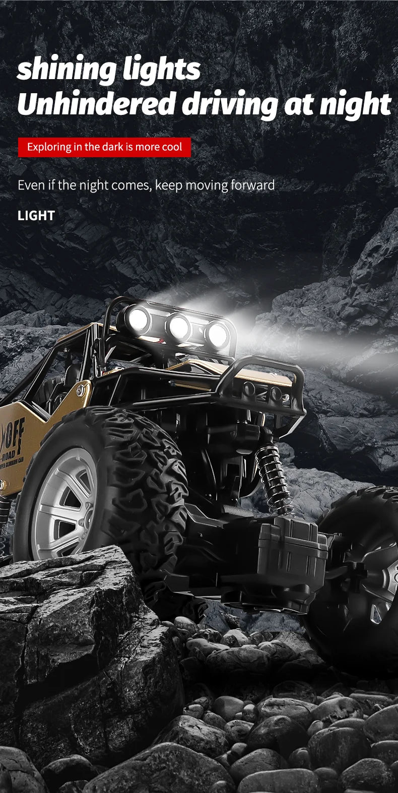 ZWN 1:20 2WD RC Car, shining lights Unhindered driving at night Exploring in the dark is more cool .