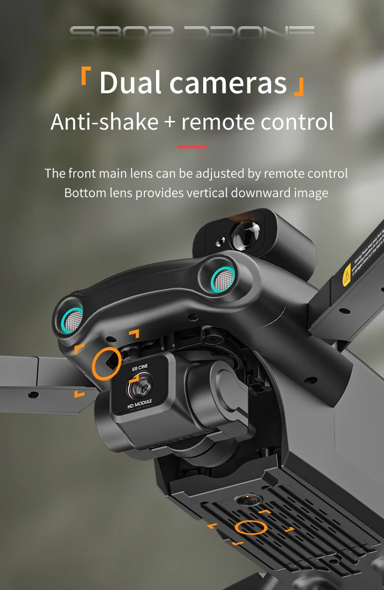 S802 Pro Drone, DO [ Dual cameras ] Anti-shake + remote control The front main lens can be adjusted