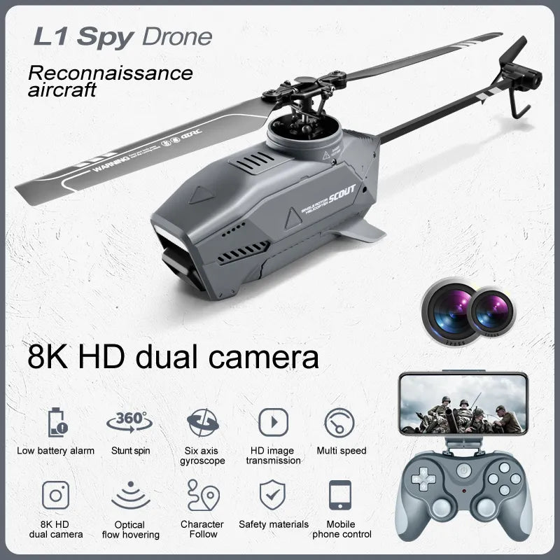 Mini Drone hélicoptère Rc 6Ch avec caméra Hd 8K, Wifi, FPV, avion, jouets  pour garçons, enfants et adultes