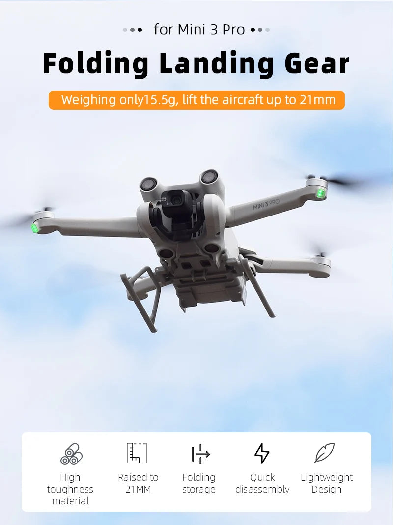 Landing Gear for DJI MINI 3 Pro, Mini 3 Pro Folding Landing Gear Weighing only1 5.5g, lift the