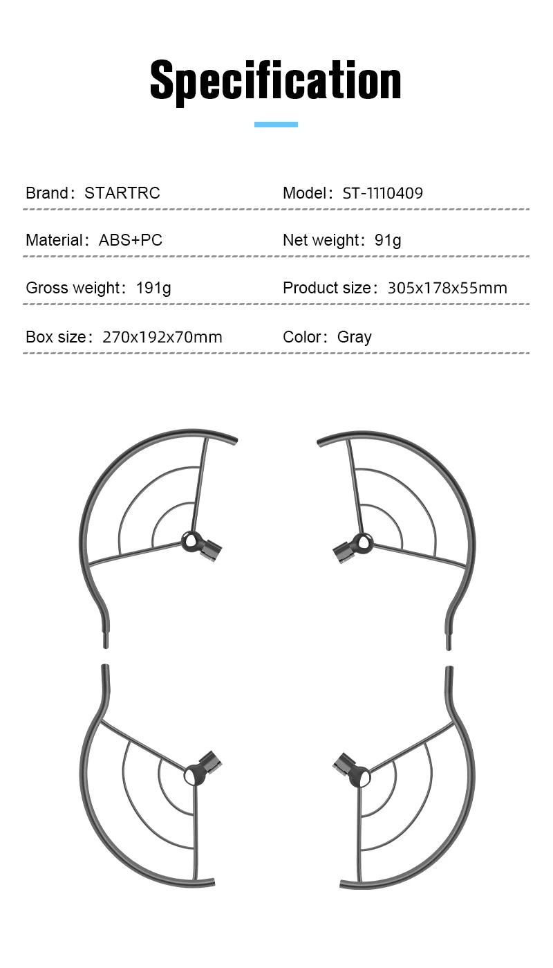 for DJI Mavic 3 For Mavic 3 Classic Propeller Guard, Specification Brand: STARTRC Model = ST-1110409 Material: ABS+PC Net