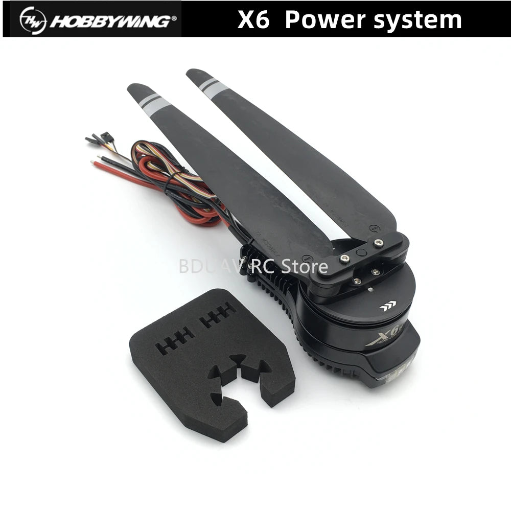 Hobbywing X6 Power System, Agricultural drone kit with ESC, motor, propeller, and adapter for 10kg/10L EFT applications.
