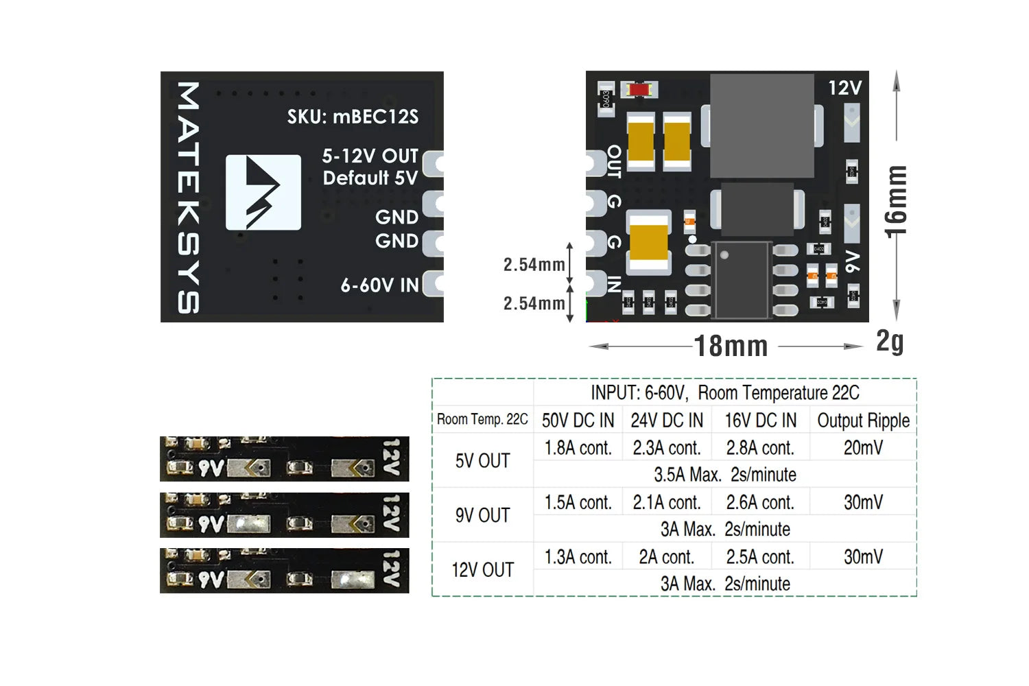 MATEK Mateksys MICRO BEC 6-60V TO 5V9