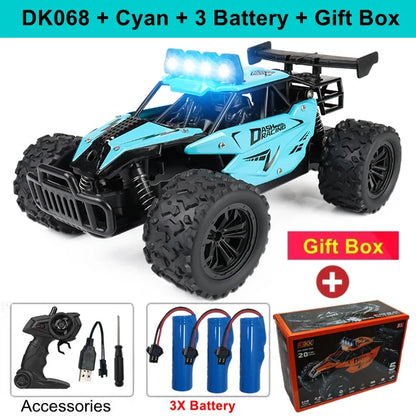 Samochód zdalnie sterowany 4WD DK087 RC Drift Racing 1:16 Off Road, stop aluminium, 2.4G, szybkie ciężarówki z LED, wspinaczka, idealny prezent dla dzieci