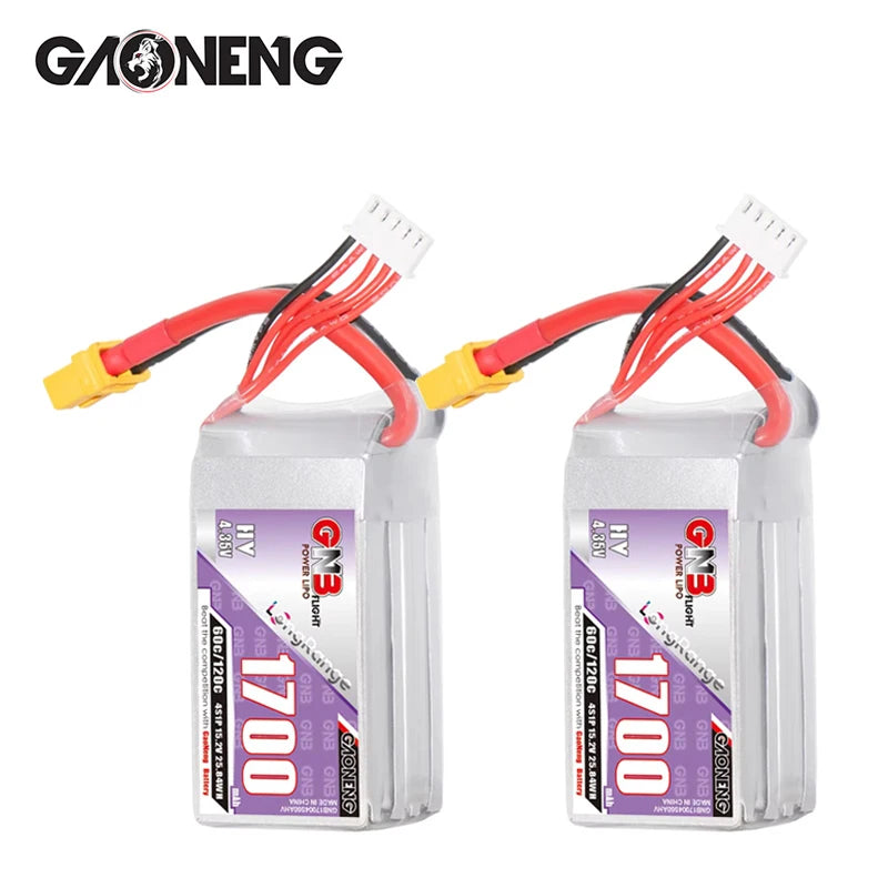 2Pcs GNB 4S HV 1700mAh 60C 120C LiPo Drone Battery