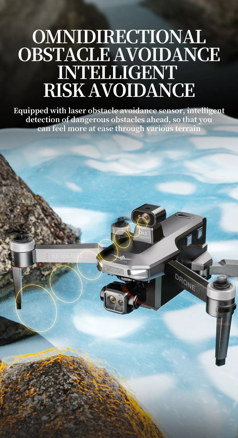 KF104 MAX2 Drone, Autonomous obstacle detection and avoidance using advanced laser sensors for safe flight.