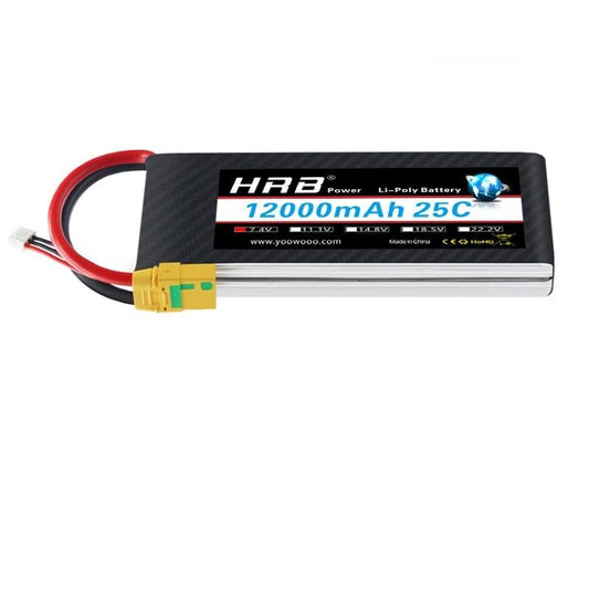 HRB लिपो 2S बैटरी 12000mah 7.4V - 25C XT60 T EC2 EC3 EC5 XT90 XT30 RC कार ट्रक मॉन्स्टर बोट ड्रोन FPV RC टॉय के लिए
