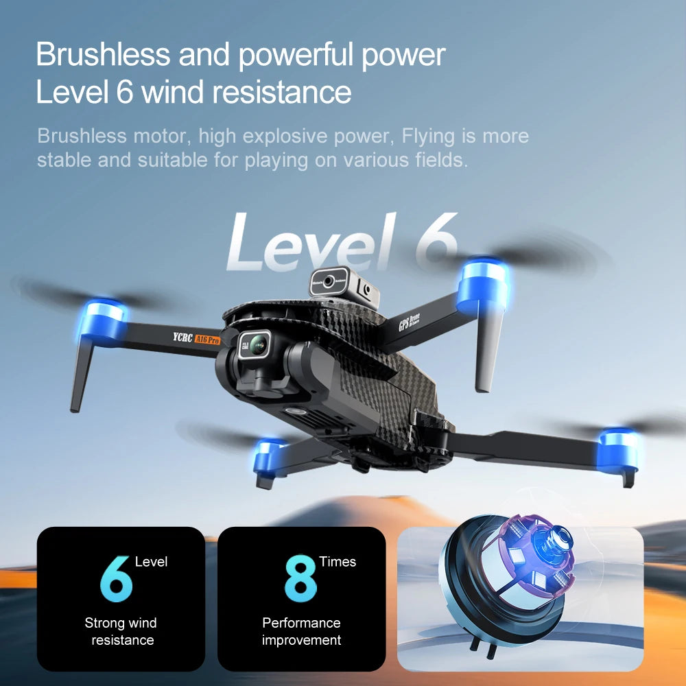 A16 PRO Drone, level 6 ycbc qlrd wind resistance