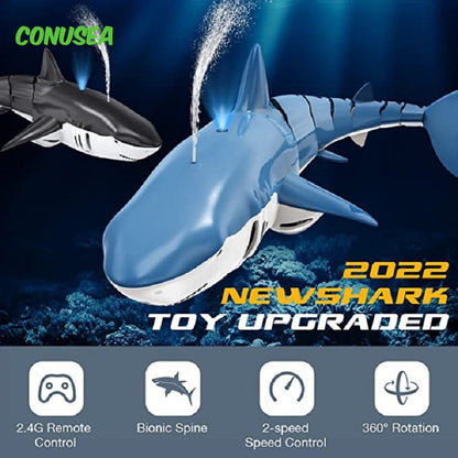 स्मार्ट आरसी शार्क व्हेल स्प्रे वॉटर खिलौना - बच्चों, लड़कों, बच्चों के लिए रिमोट नियंत्रित नाव जहाज पनडुब्बी रोबोट मछली इलेक्ट्रिक खिलौने