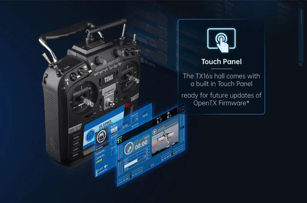 built in Touch Panel ready for future updates of OpenTX Firmware* .