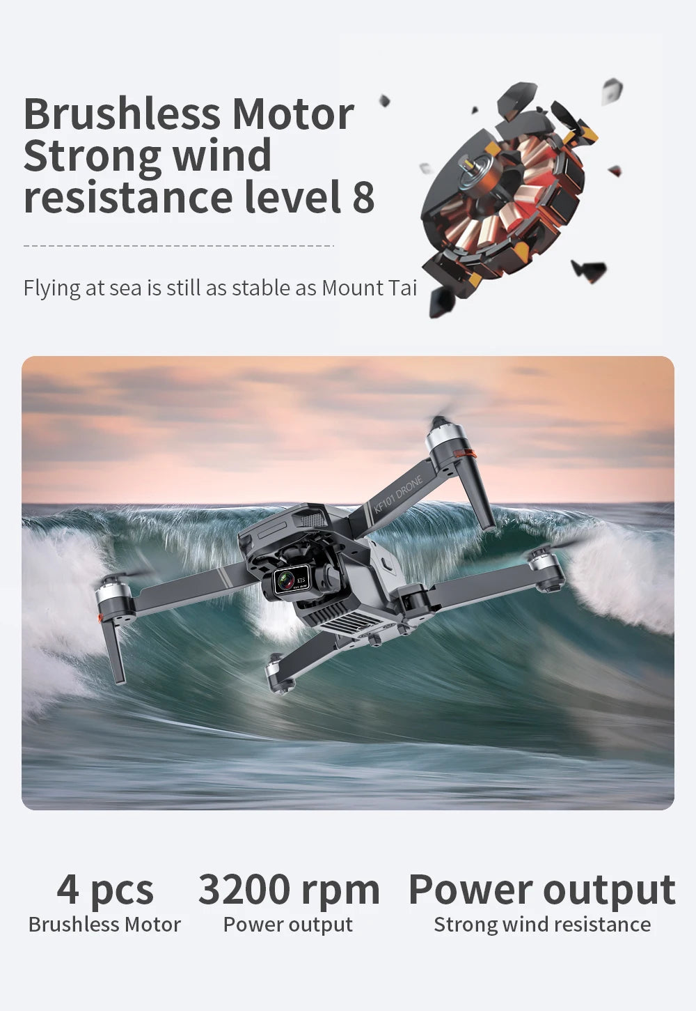 New GPS Drone, Brushless Motor wind sesistance level 8 Flying at sea is still as stable as Mount