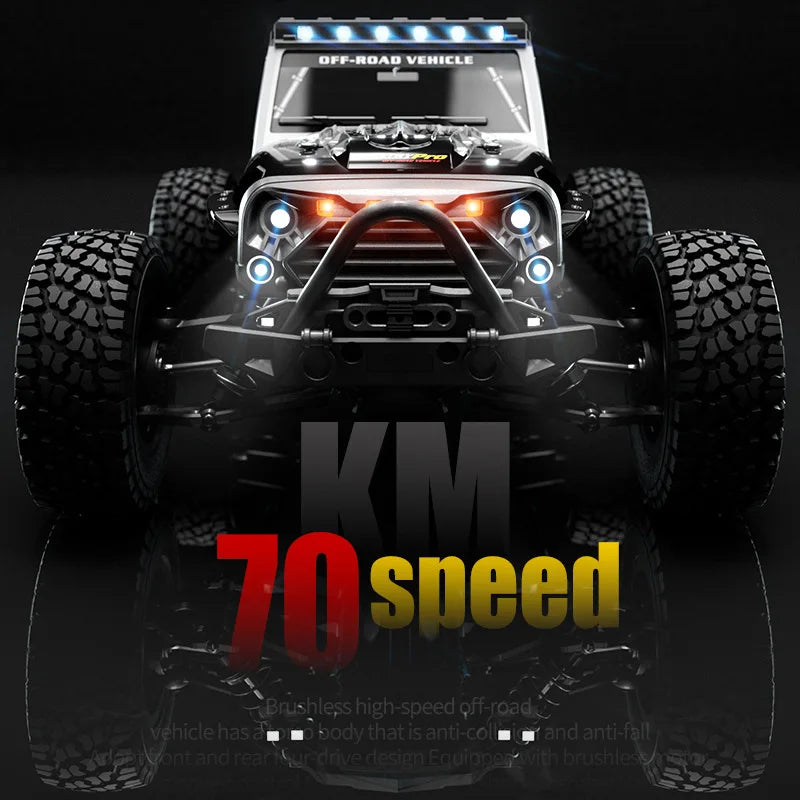 TNJ 70 speed Brushlesshigh-speed off-road vehicle has body that is anti
