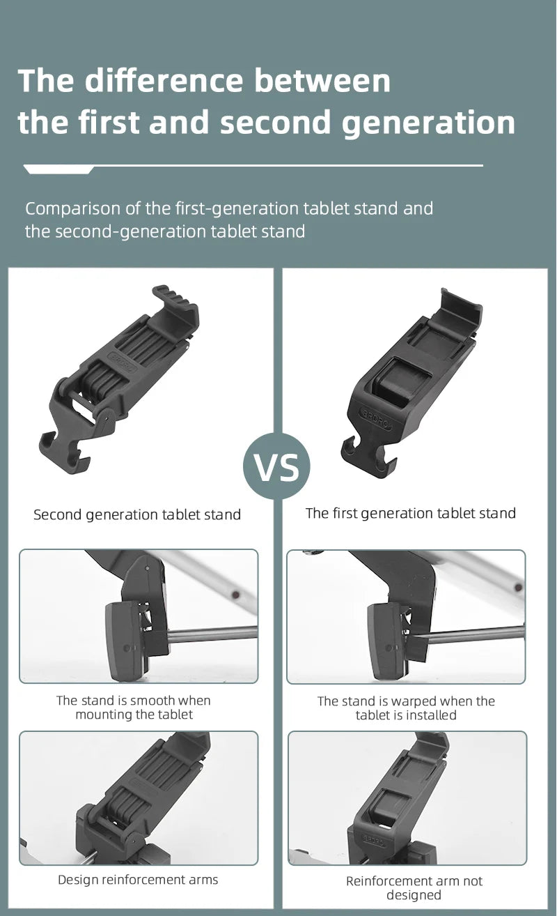 the difference between the first and second generation tablet stand The stand is smooth when the mounting the tablet