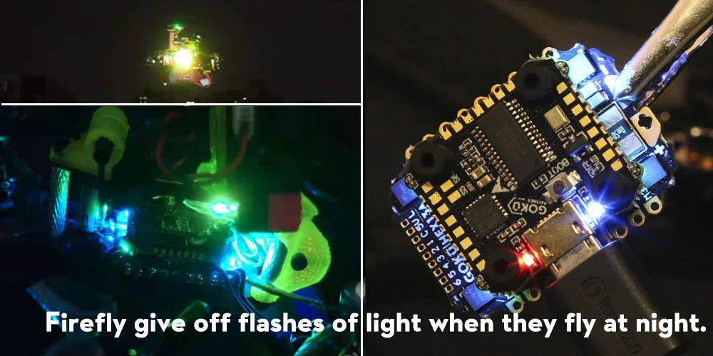 FLYWOO Firefly 1.6'' Hex Nano Analog V1.2 Micro Drone ( MPU6000 ) 1203 5500KV 15 fireflies give off flashes oflight when fly at night: LQ4o