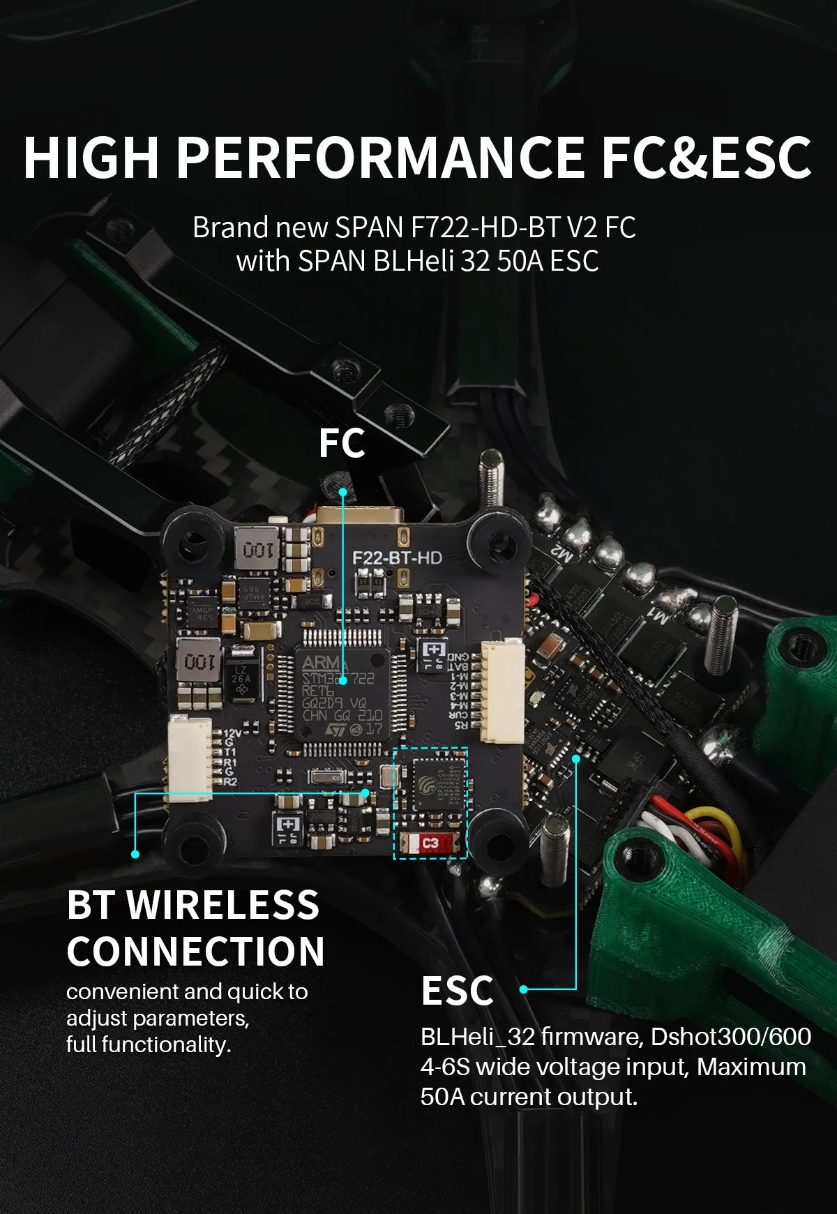 GEPRC New MARK5 HD O3 Freestyle FPV Drone - VTX O3 Air Unit Green System 6S RC FPV Built Bluetooth Quadcopter Freestyle Drone 13 GEPRC New MARK5 HD O3 Freestyle FPV Drone, SPAN F722-HD-BTV2 FC with SPAN BLHeli