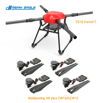 Dreameagle YS10 Transport Drone, The Dreameagle YS10 transport drone frame supports up to 10kg payload with Hobbywing X9 Plus and JIYI KX flight controllers.