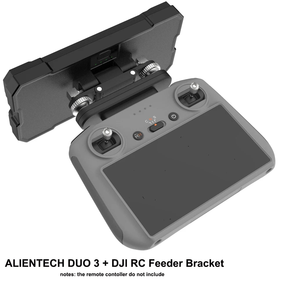 ALIENTECH DUO 3 + DJI RC Feeder Bracket boosts signal for Mavic 3 Pro, Mini 4 Pro, Air 3, Autel, Parrot FPV. Remote controller not included.