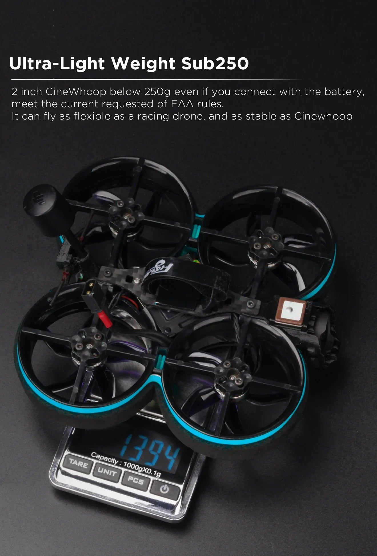 FLYWOO CineRace20 V2 HD DJI O3 2inch w/ SanDisk 128GB Sub250 4K/1080P cinewhoop 10 Cinewhoop can as flexible as a racing drone, and as stable as 1g