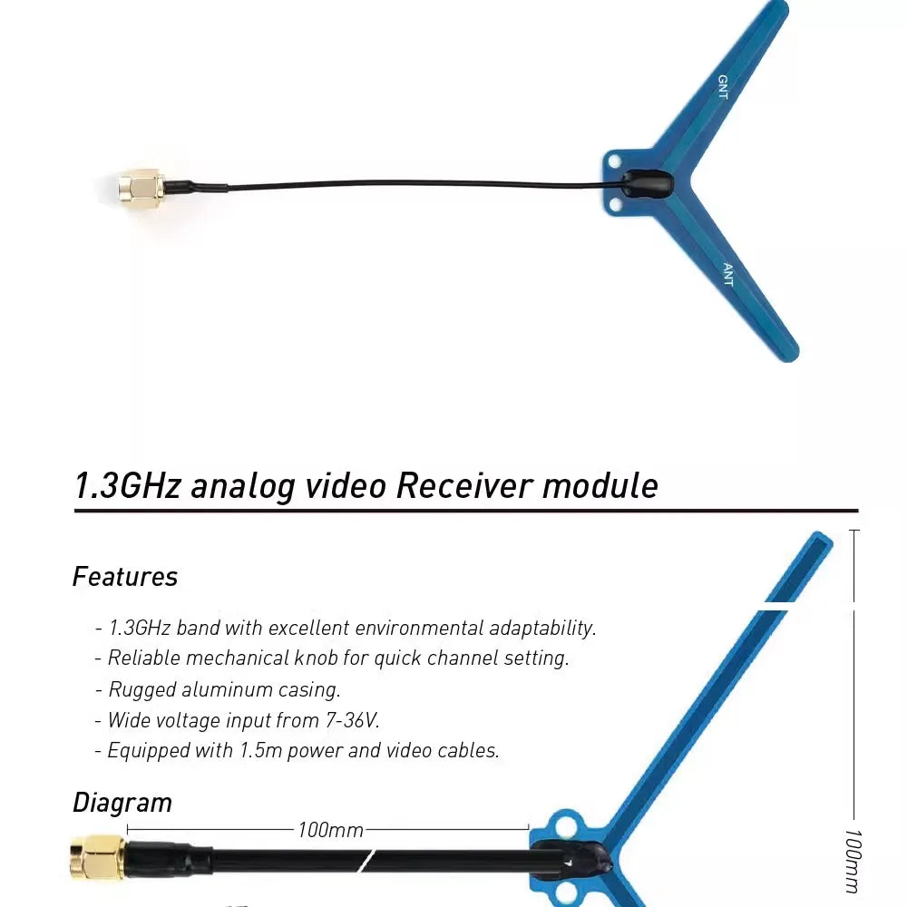 1.2GHz analog video Receiver module Features 1.3GHz band with excellent environmental adaptability