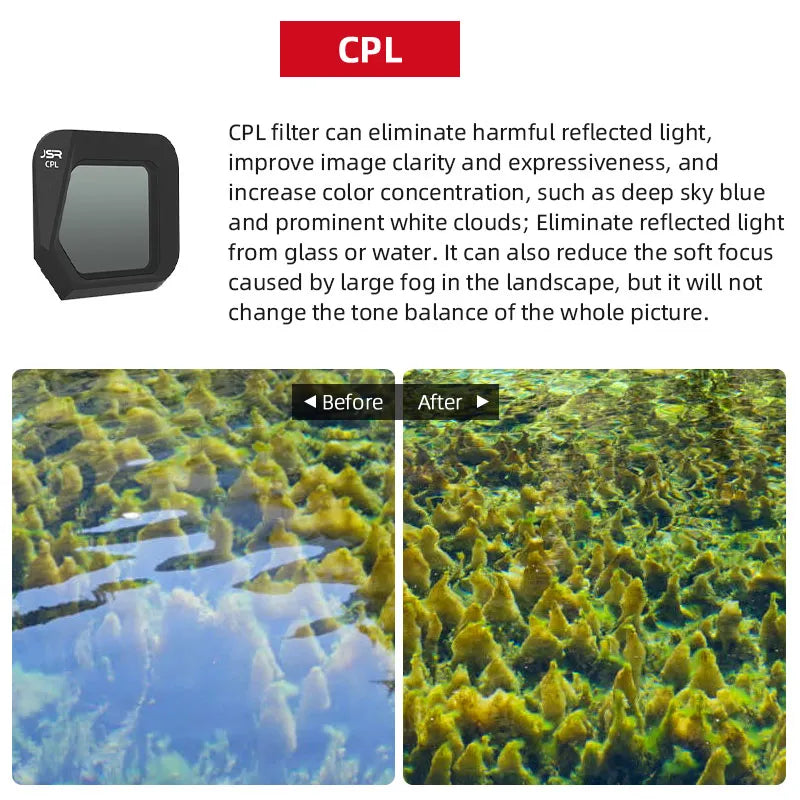 Lens Filter, CPL CPL filter can eliminate harmful reflected light, improve image clarity and expressiveness 