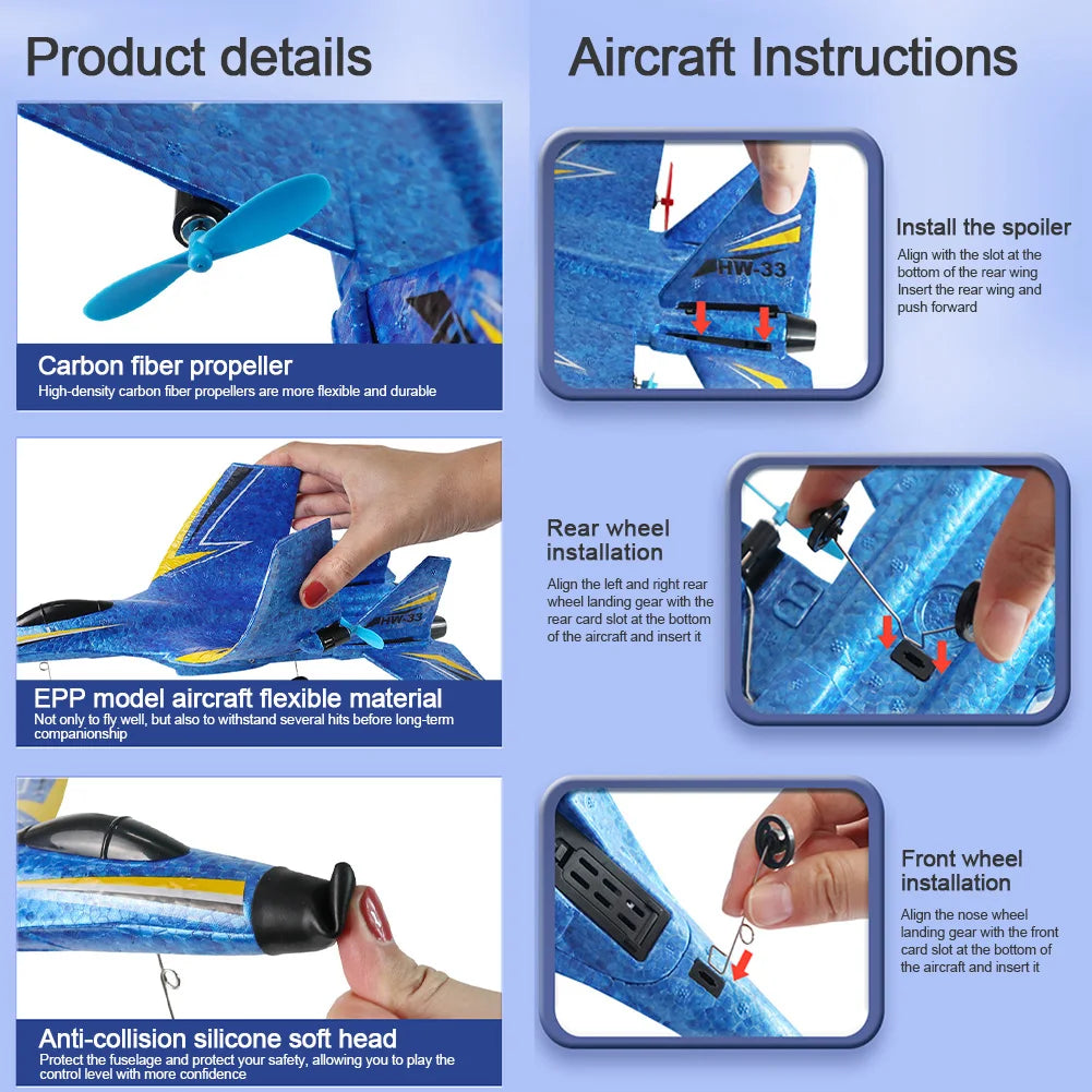 SU-27 RC Plane, carbon fiber propellers are more flexible and durable . t0 withstand several hits