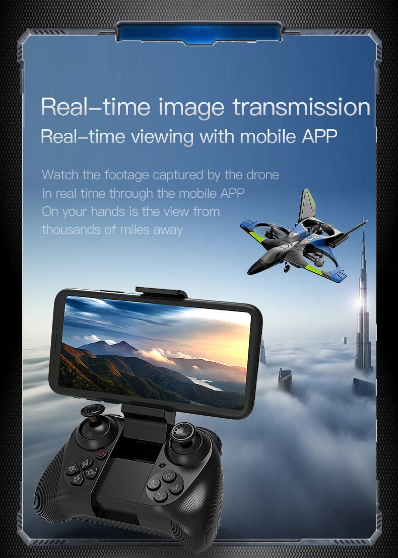 V27 Rc Foam Plane, footage captured by the drone in real time through the mobile APP On your hands is the view