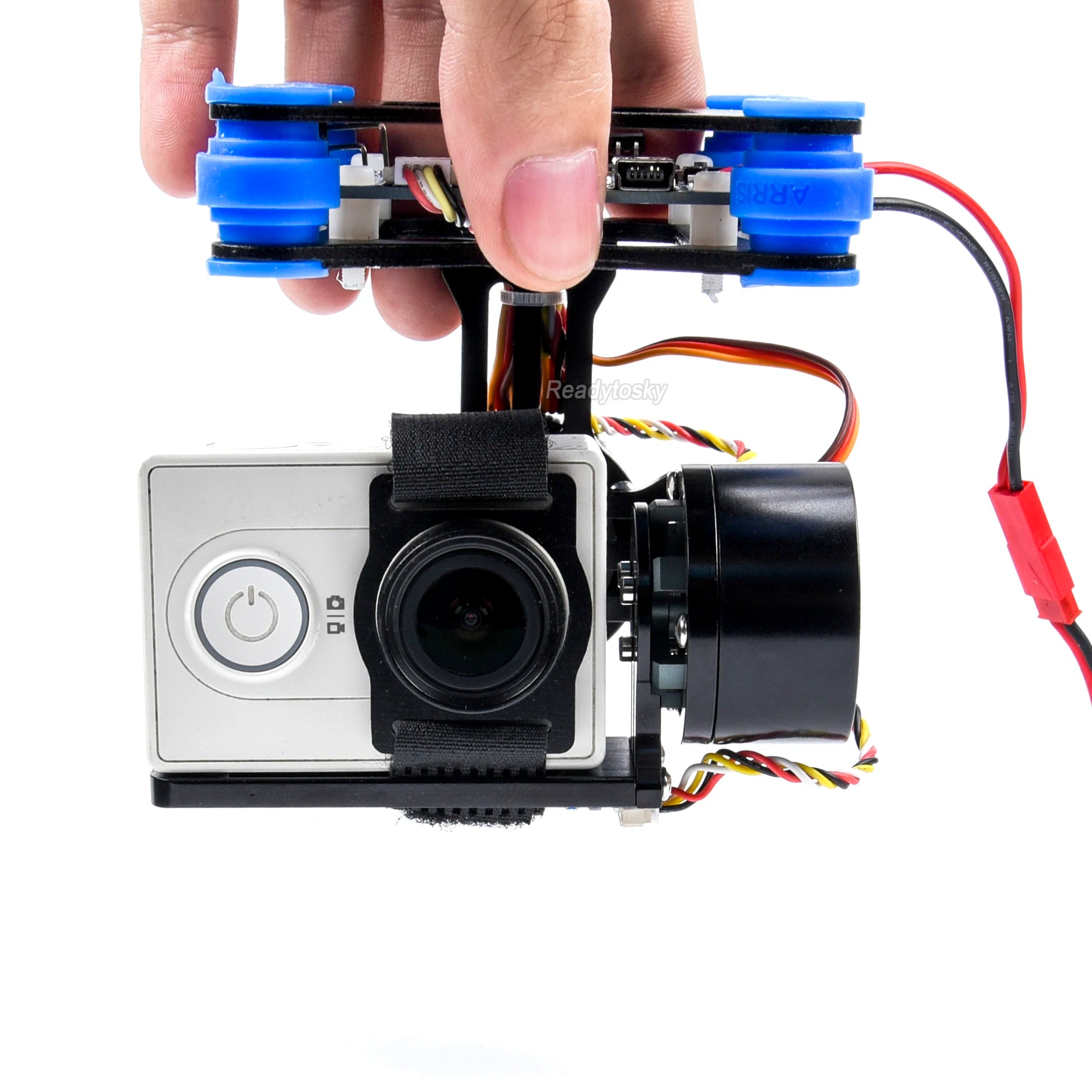 2-AXIS 2 Axis Brushless Gimbal, before camera fixed in the gimbal , please do not push " on " button