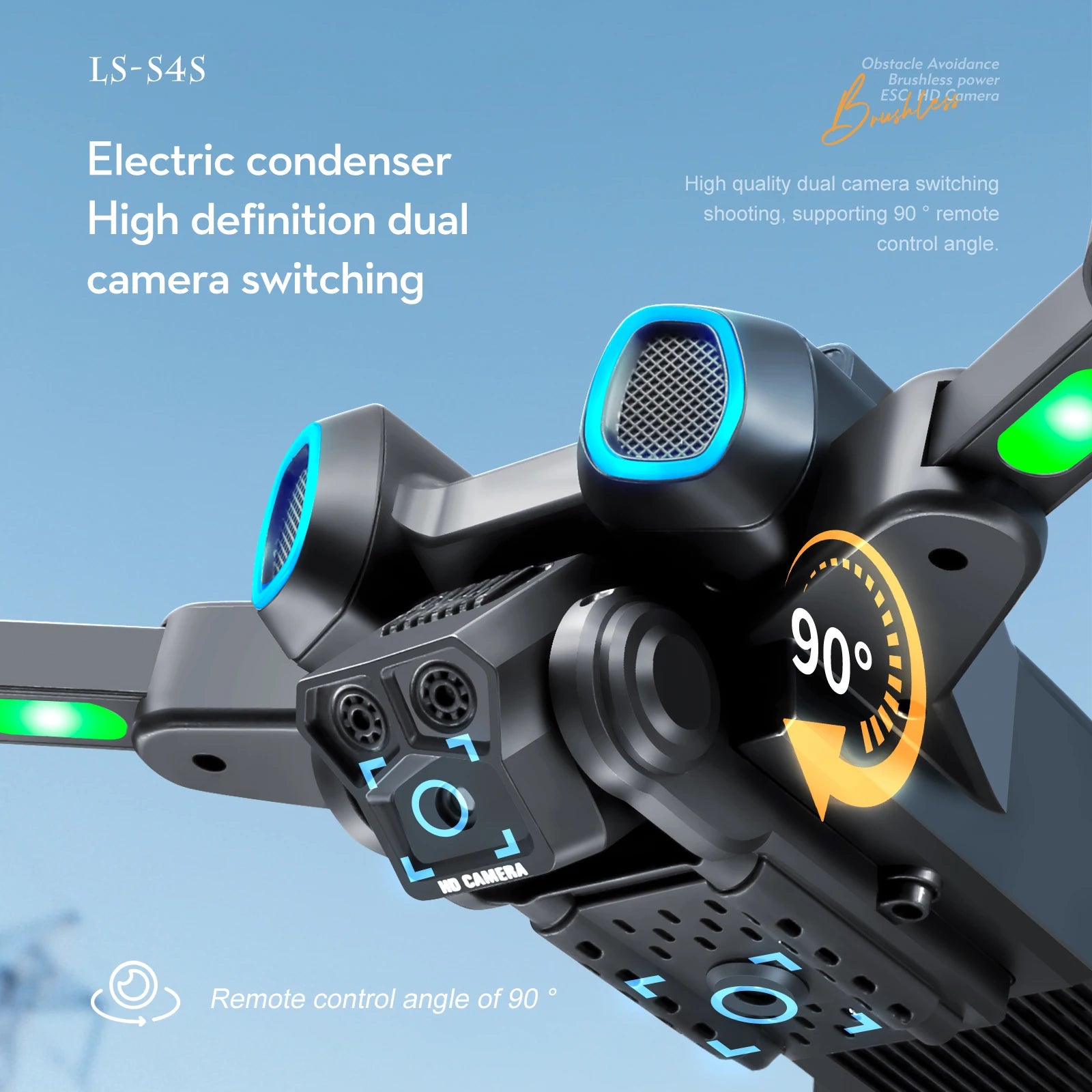 S4S Drone, LS-S4S Brushless power pe Electric condenser High quality dual camera
