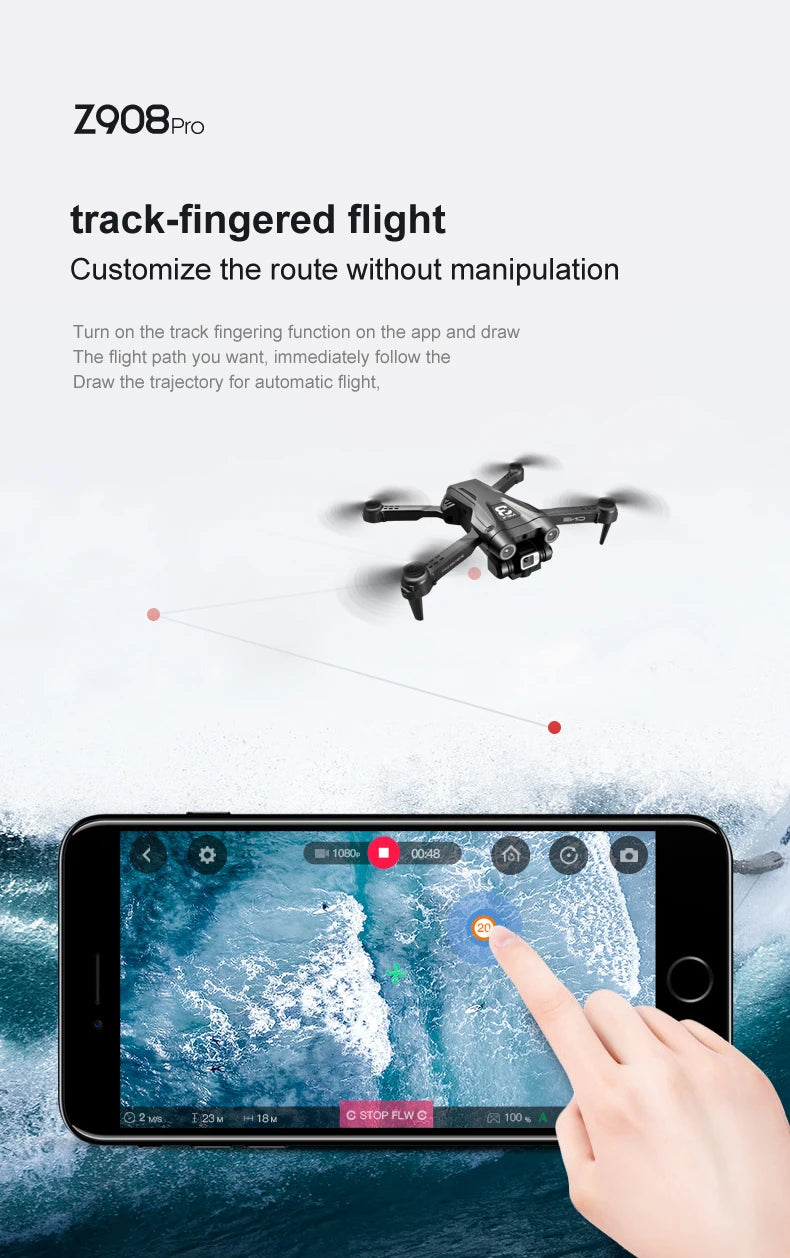 KBDFA Z908 Pro Drone - 4K HD Professional ESC Camera Drones Optical Flow Positioning 2.4G Wifi Obstacle Avoidance Dron Toy Gift 42 KBDFA Z908 Pro Drone, z908pro track-fingered flight customize the route
