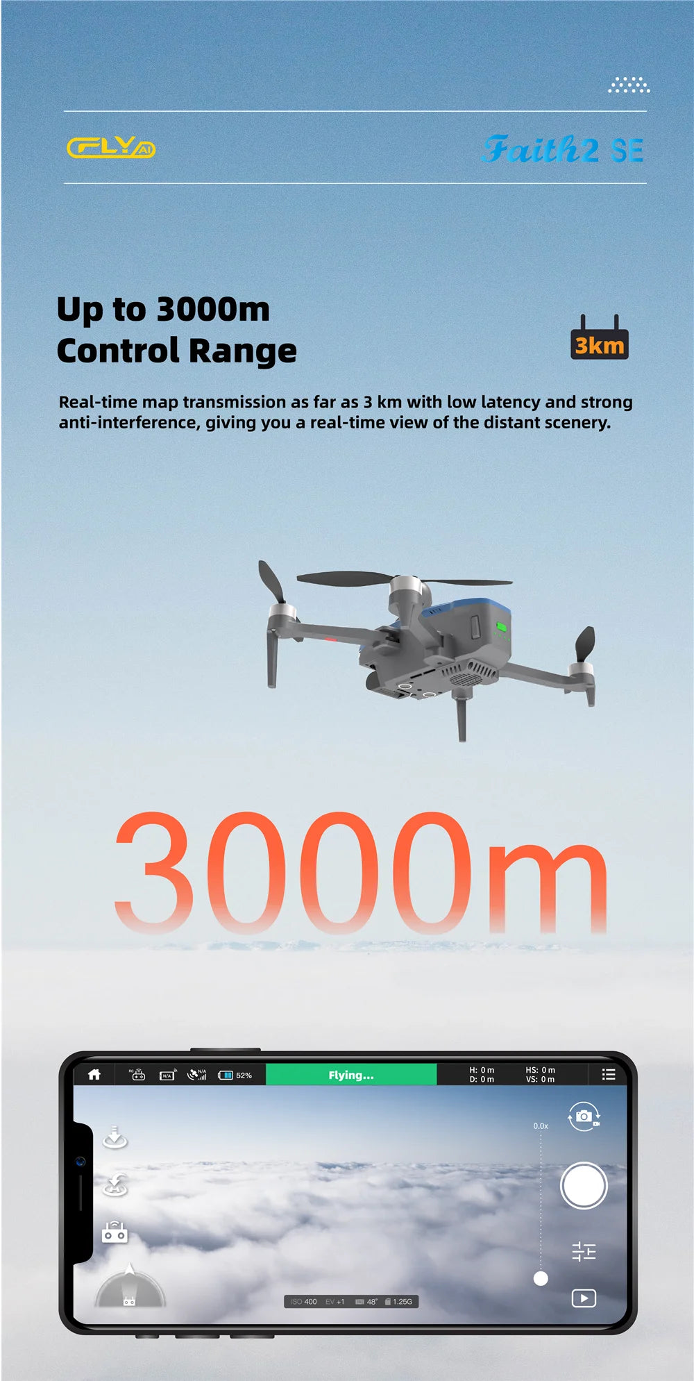 CFLY Faith2 SE Drone, CLYD Jaitr2 Se Up to 3000m Control Range 3km Real-