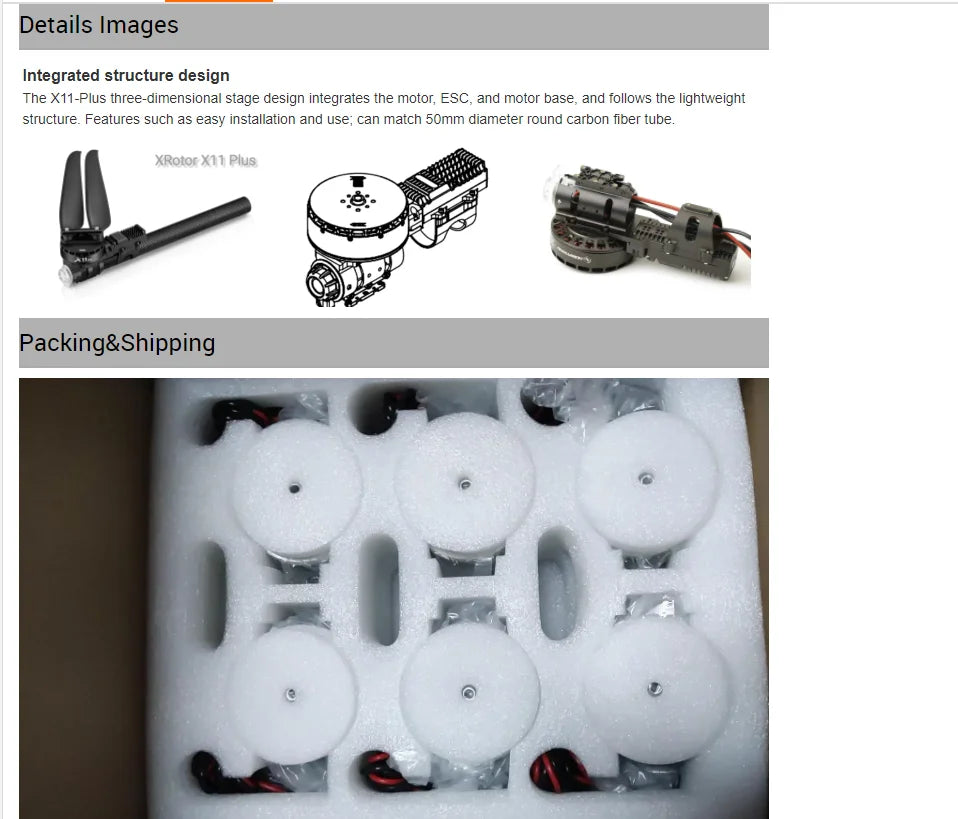 Hobbywing XRotor X11 PLUS Motor, X11-Plus stage design integrates the motor; ESC, and motor base,