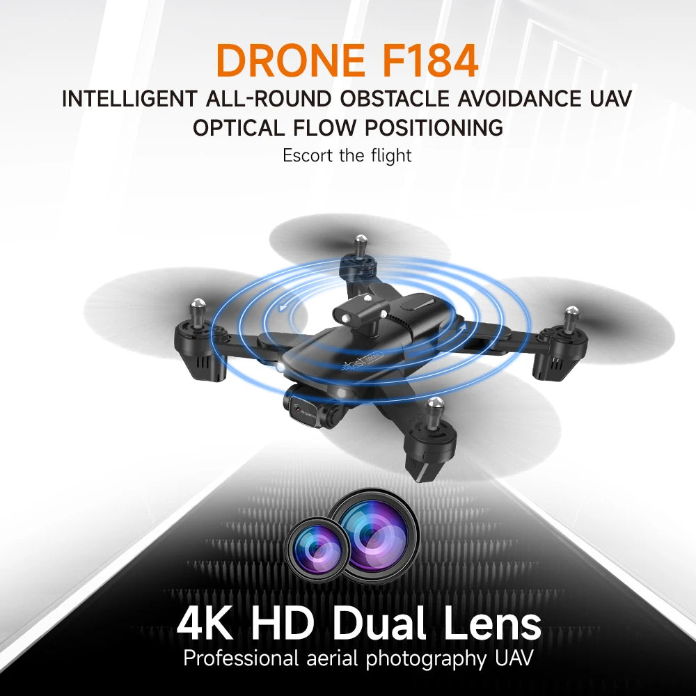 QJ F184 Drone - 4K Dual Camera WiFi FPV One Button Obstacle Avoidance Smart Follow 360° Quadcopter RC Helicopter Toy Gifts 11 QJ F184 Drone, drone f184 intelligent all-round obstacle avoidance ua