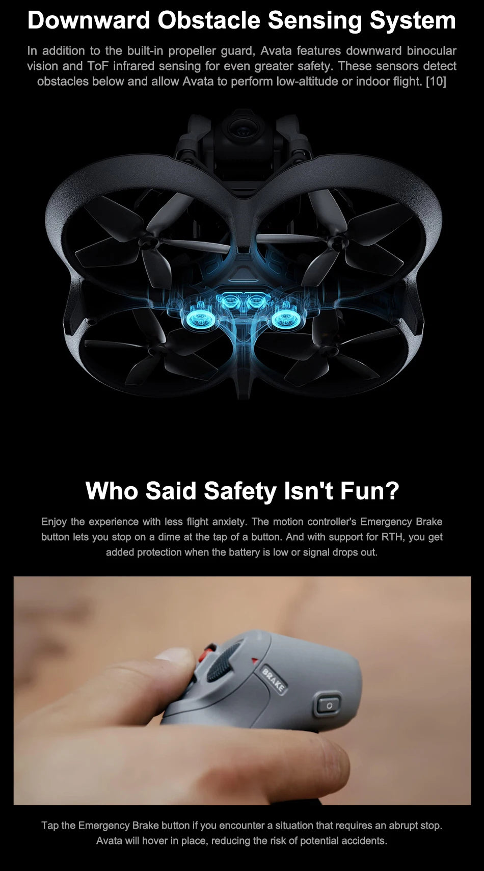 DJI Avata FPV Drone Goggles V2 Intuitive Motion Control 4K/60fps Videos 10KM 1080p 410g Portable Safety Smart Drones IN STOCK Professional Camera Drone 18 DJI Avata FPV Drone, the motion controller's Emergency Brake button lets you stop on a dime at the