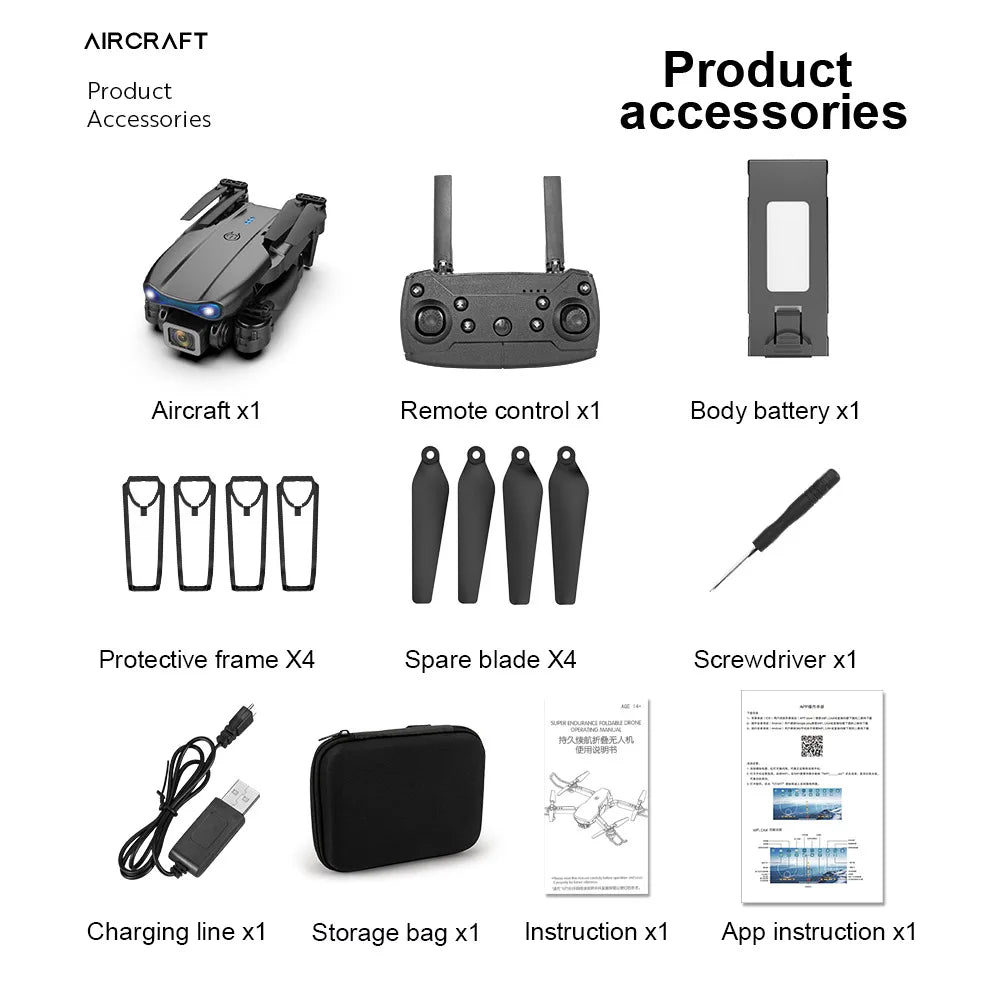 E99 Pro Drone With HD Camera - 4K Dual Camera 25 Minutes 200M Distance Headless Model Night Flying WIFI Foldable Drone 49 E99 Pro Drone With HD Camera, E99 Pro Drone, wisliue) 88r8 charging line