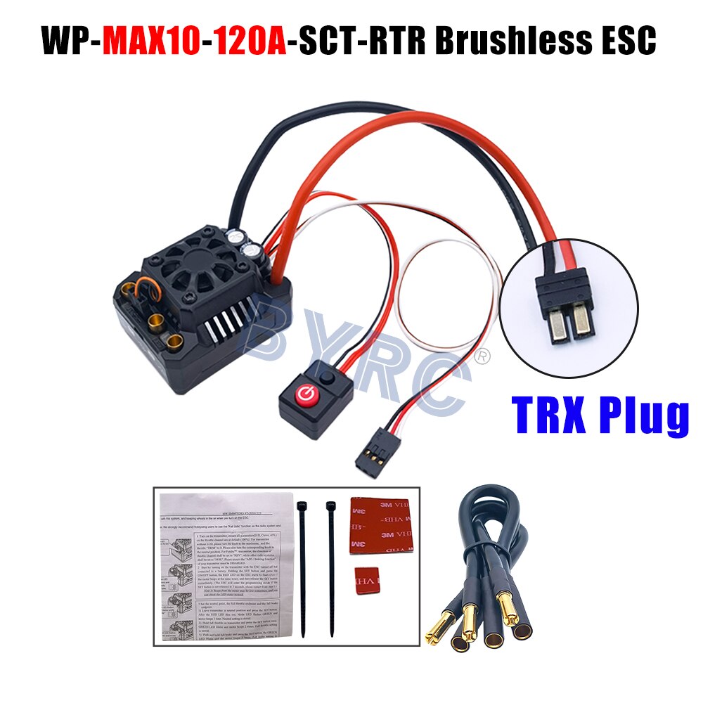 Hobbywing MAX10 SCT  120A RTR  Brushless ESC, MAX10 SCT RTR Brushless ESC with TRX plug for 1/10 scale truck RC cars.