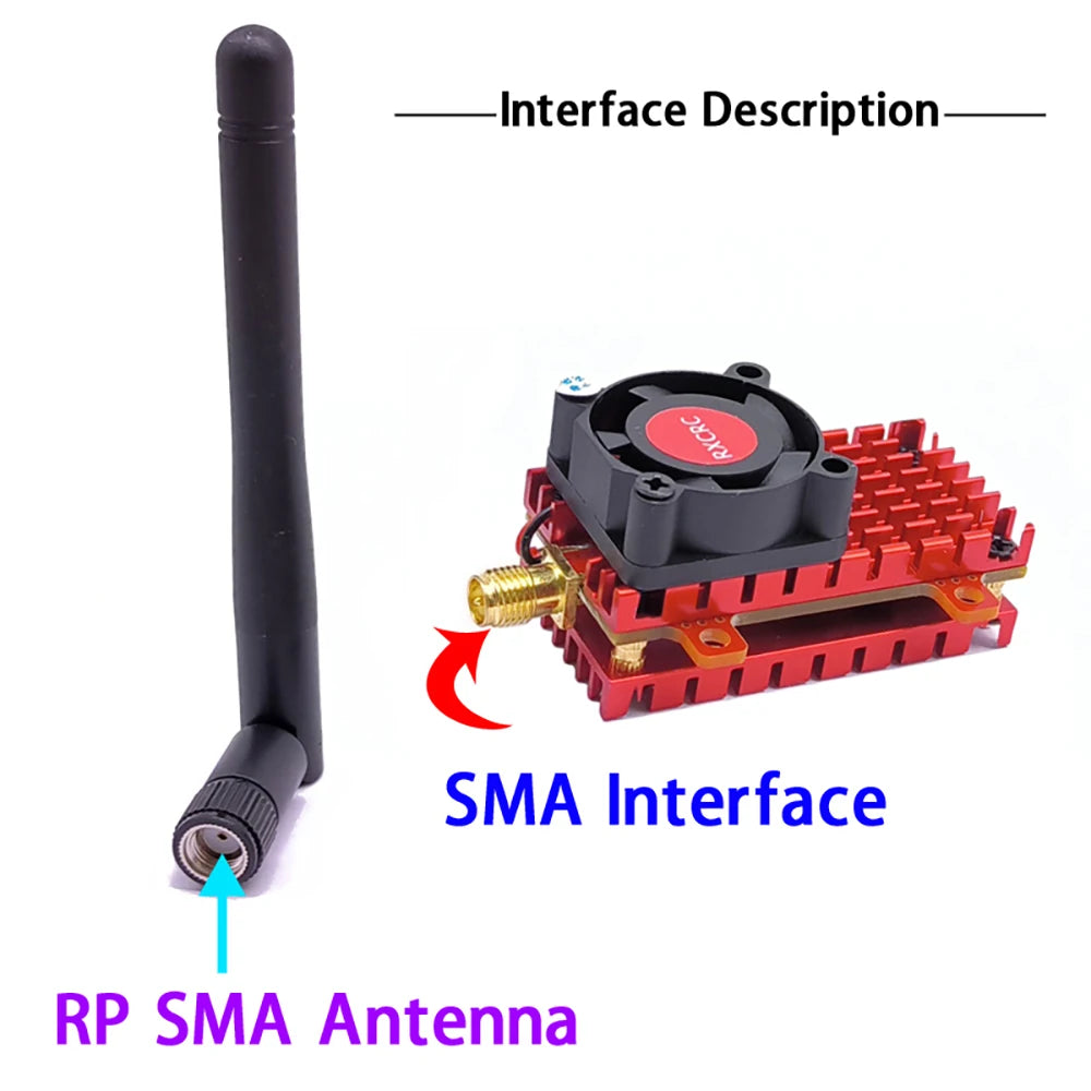RXCRC EWRF 5.8G 2W 48CH VTX, Interface Description SMA Interface RP SMA Antenna