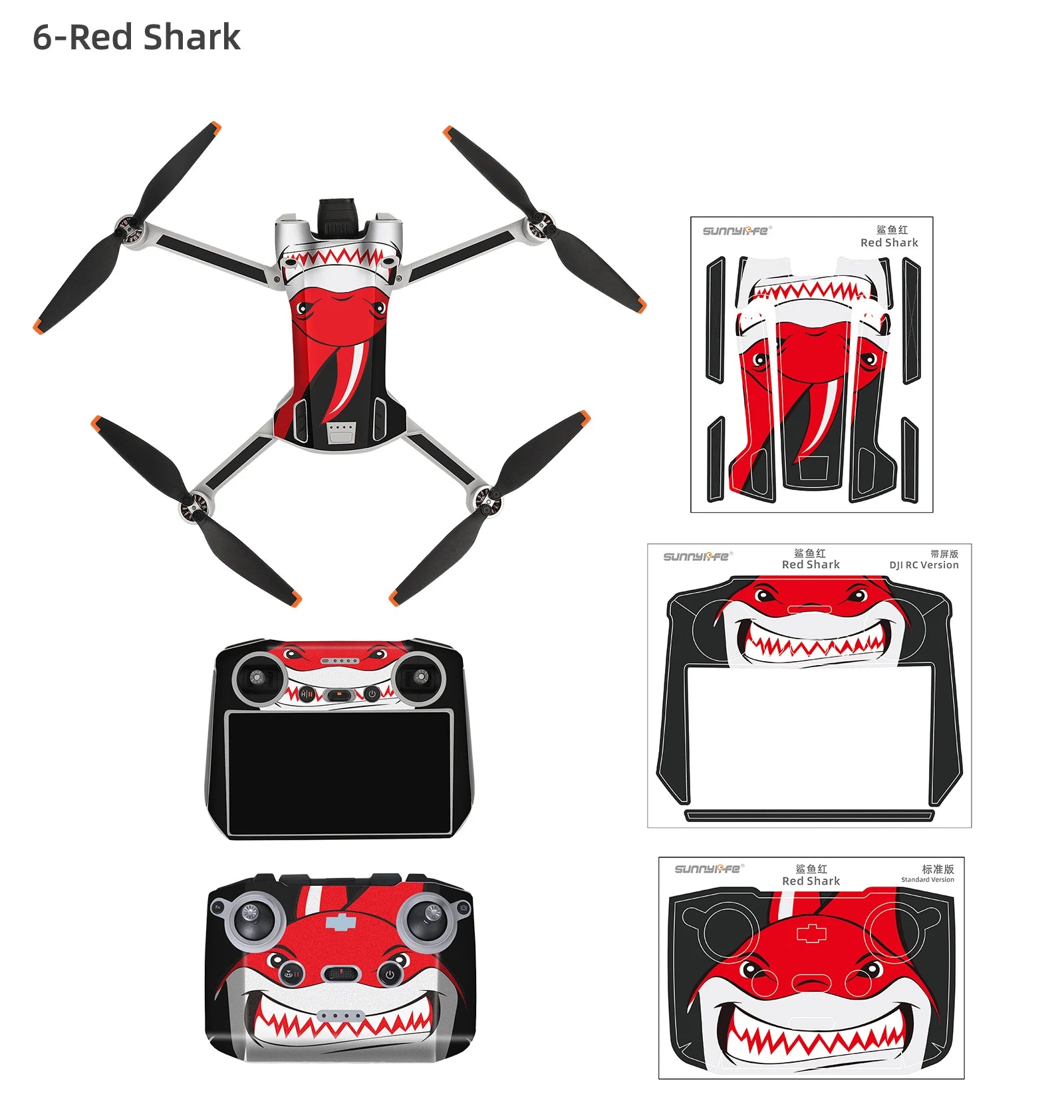 For DJI Mini 3 Pro Stickers Drone Protective Film Waterproof Remote Decals Full Cover Skin For DJI Mini 3 Pro Drone Accessories 43 fe 604 #xk Red Shark Standard Version wW Sunnyi?