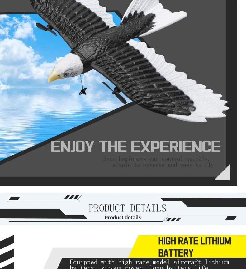 FX651 Simulation Wingspan Eagle Aircraft - 405mm 2.4G Radio Control Remote Control Glider Airplanem RC Foam Plane Toys for Children Boys 24 FX651 Simulation Wingspan Eagle Aircraft, high RATE LITHIUM BATTERY Lattort Cac
