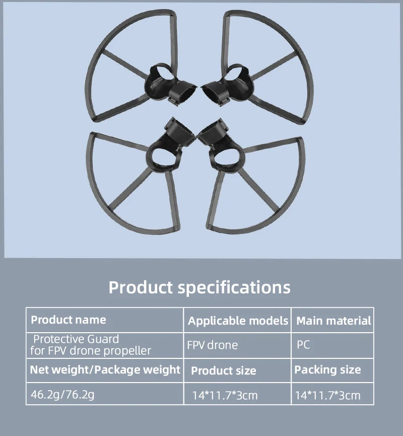 DJI FPV Propeller, Product name Applicable models Main material Protective Guard for FPV drone propeller 