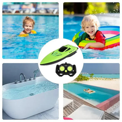 RC Boat for Kids, Waterproof Double‑Propeller Remote Control Boat, 2.4G Pool/Bath Toy, ABS, AA Battery Powered