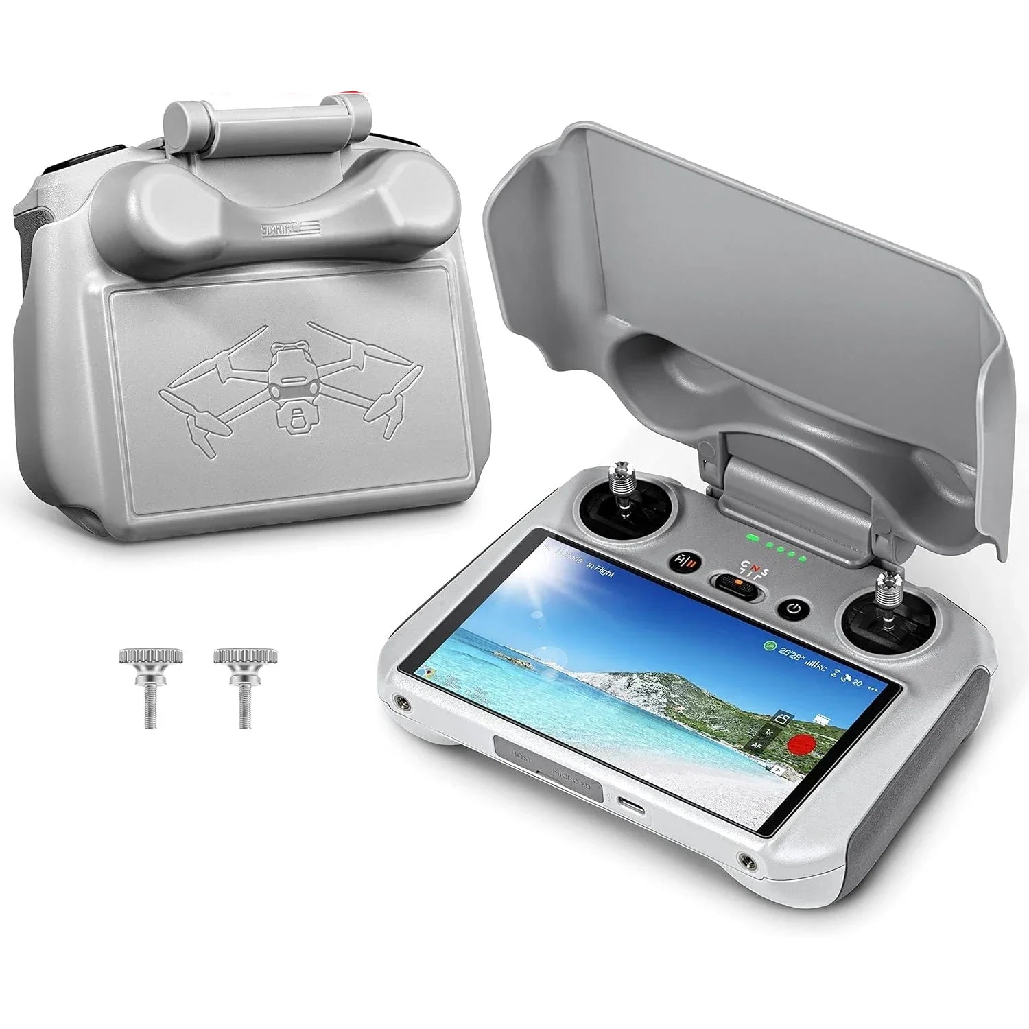 STARTRC 2-in-1 Sun Hood Joysticks Protector for DJI RC 2 (Mini 4 Pro/Air 3) Screen Remote Controller, Grey