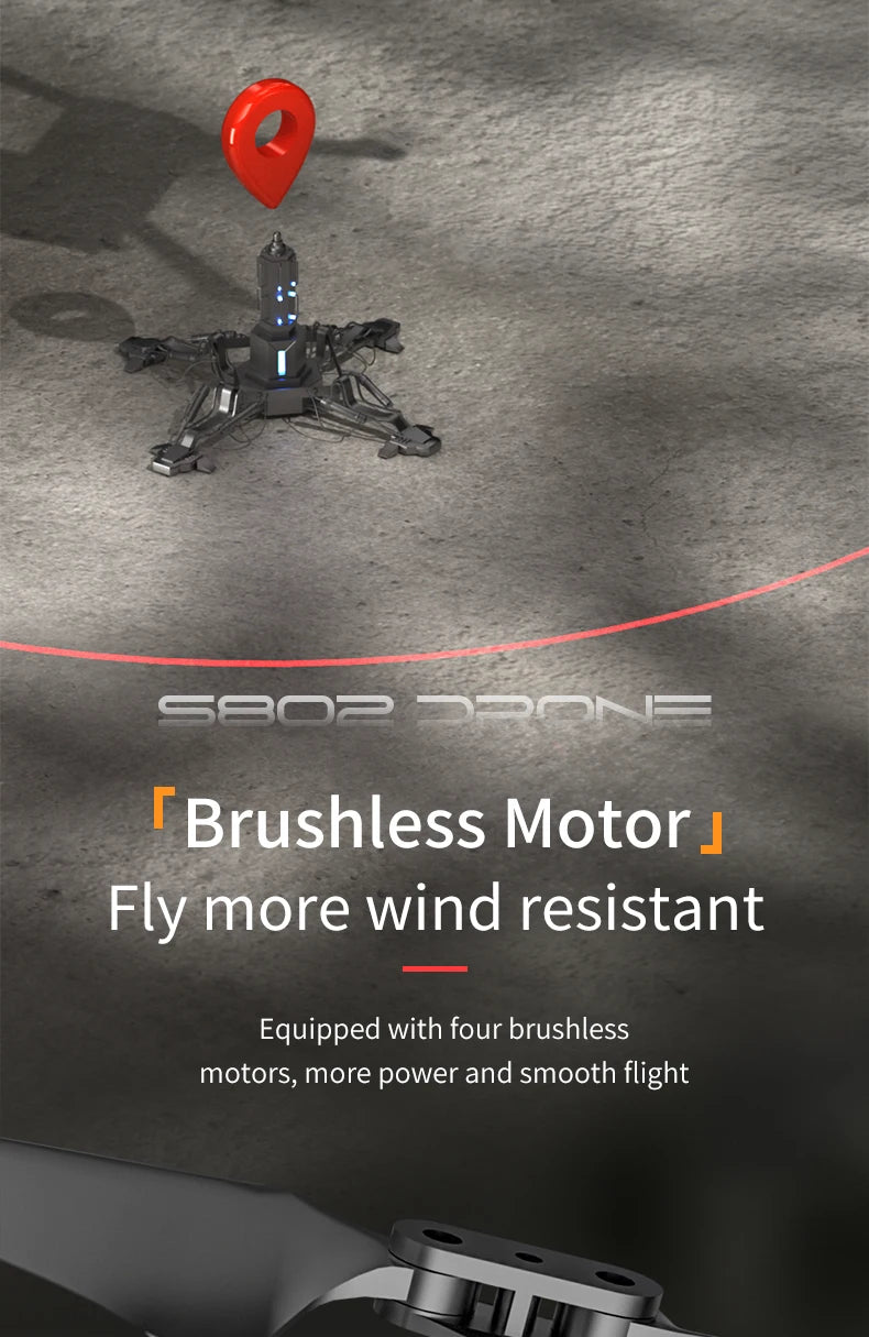 2024 New S802 GPS Drone, four brushless motors give you more power and smooth flight .